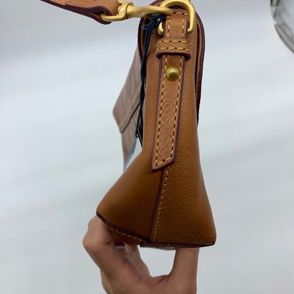 Dooney & Bourke Saddle Crossbody Bag Florentine Leather Brown Natural Purse - Picture 6 of 16
